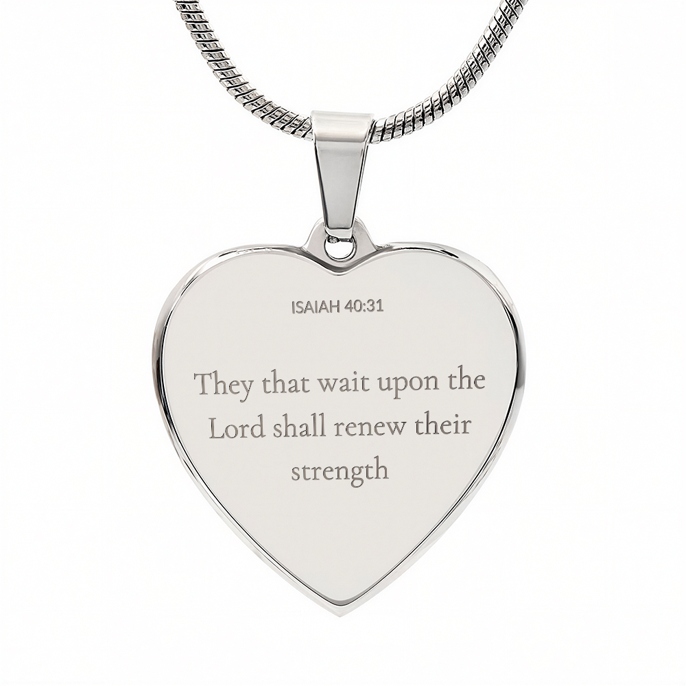Personalized Heart Necklace with Scripture – Isaiah 40:31 Christian Jewelry Gift
