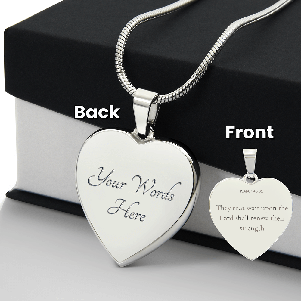 Personalized Heart Necklace with Scripture – Isaiah 40:31 Christian Jewelry Gift