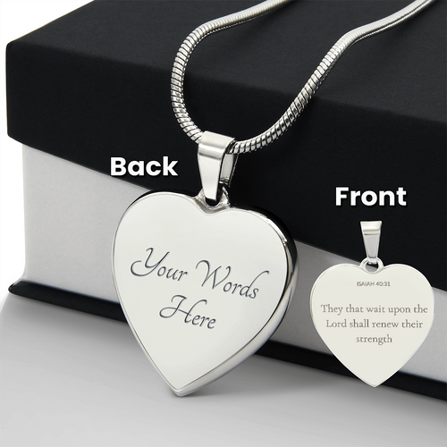 Personalized Heart Necklace with Scripture – Isaiah 40:31 Christian Jewelry Gift
