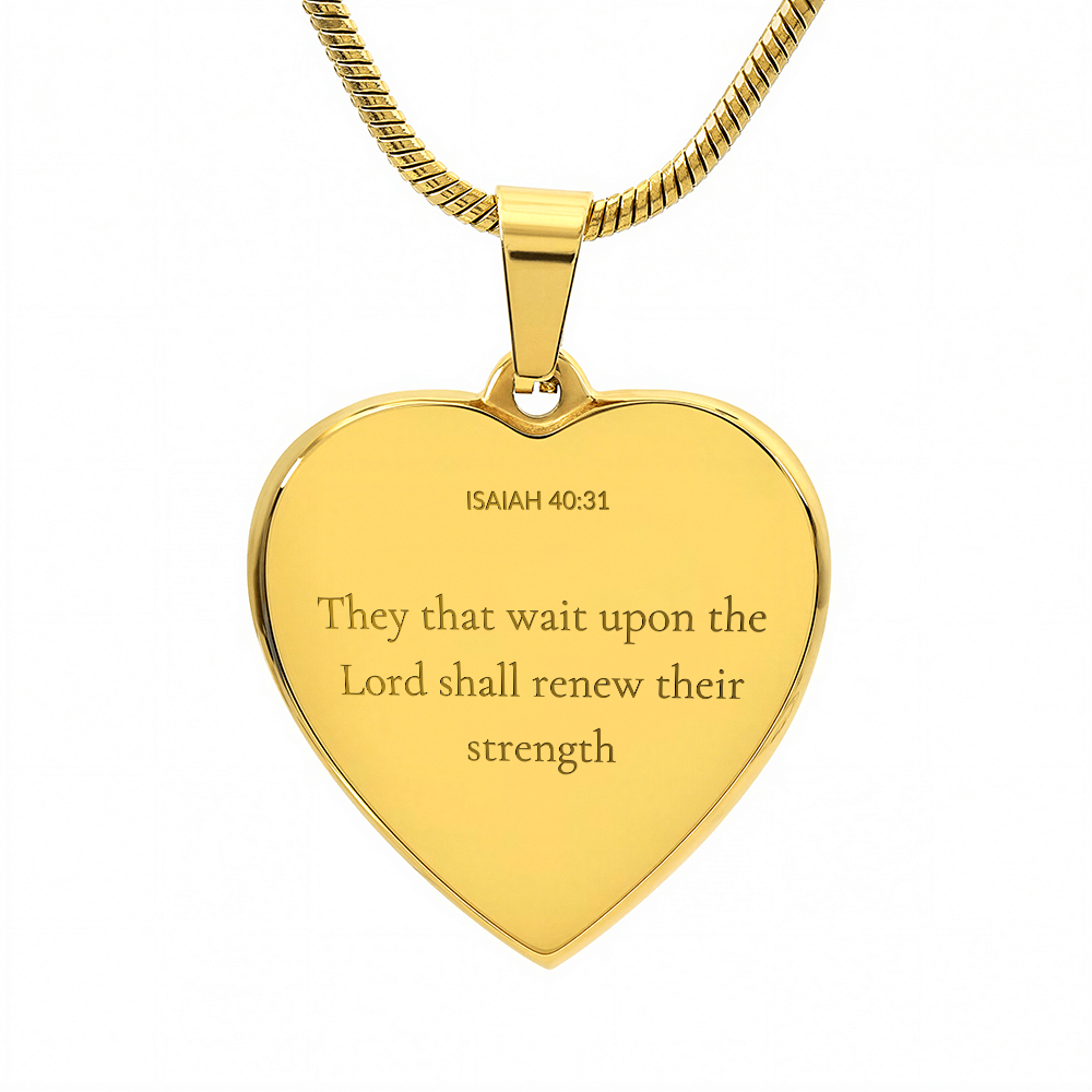 Personalized Heart Necklace with Scripture – Isaiah 40:31 Christian Jewelry Gift
