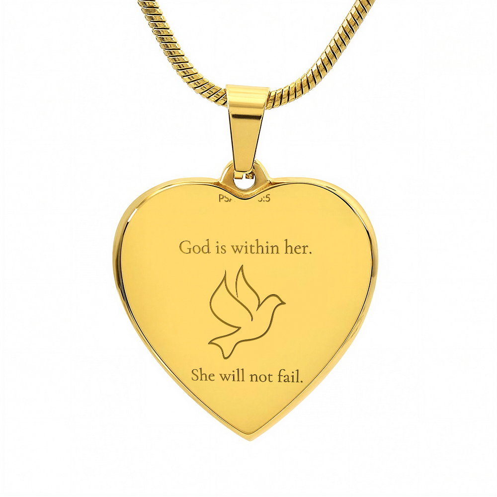 Personalized Dove Heart Necklace with Scripture – Psalm 46:5 Christian Jewelry Gift